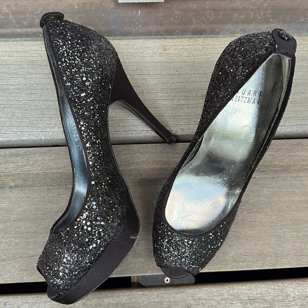 Stuart Weitzman black sparkle pumps